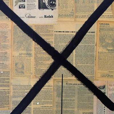 Telegram / acrylique et collage sur toile / 97x130cm / 2003Olivier Barthe