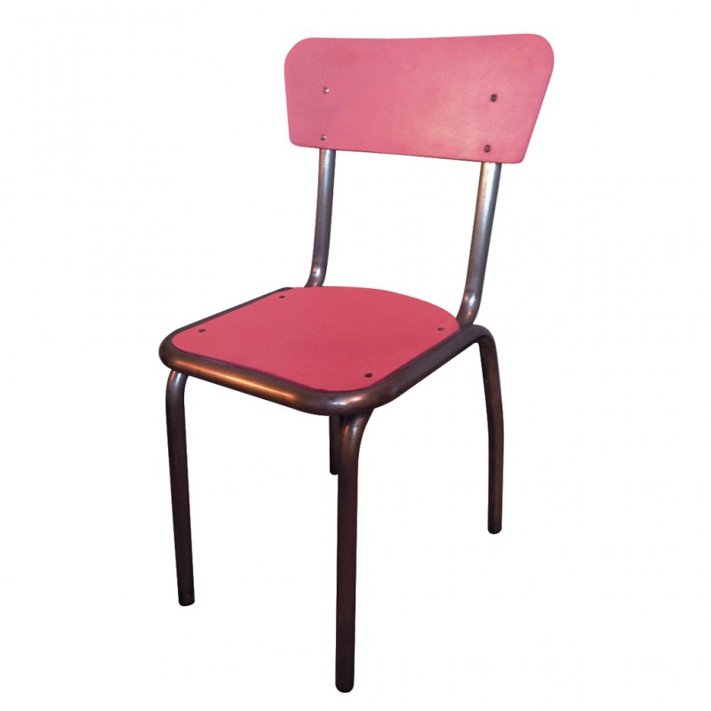 Chaise d'école maternelle rose, esprit indus.35 euros